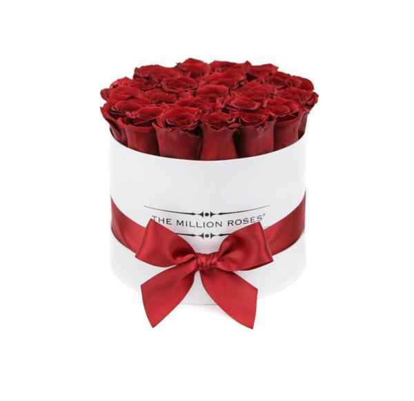 Small - Red  Roses - White Box - The Million Roses Slovakia