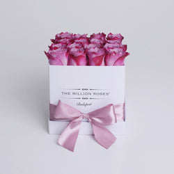 Cube - Pink Roses - White Box - The Million Roses Slovakia