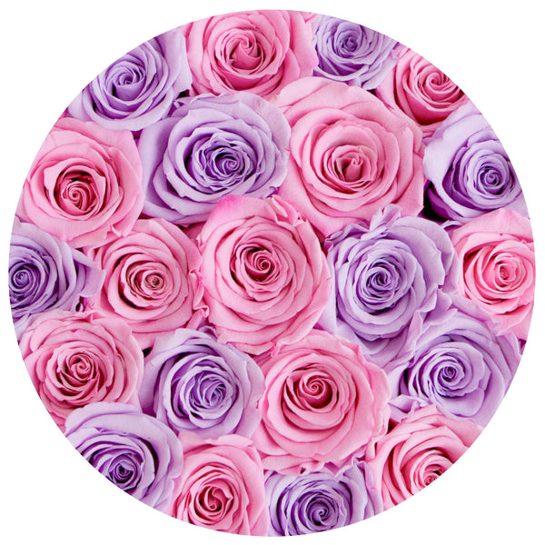 Small - Lavender & Candy Pink Eternity Roses - White Box - The Million Roses Slovakia