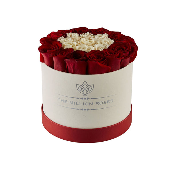 Small - White & Red Roses - White Box - The Million Roses Slovakia