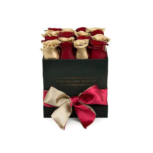 Cube - Red & Gold Roses - Black Box - The Million Roses Slovakia