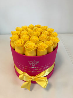 Small Magenta Box- Yellow Roses - The Million Roses Slovakia
