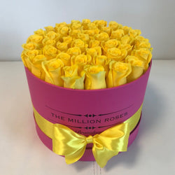 Medium Magenta Box- Yellow Roses - The Million Roses Slovakia
