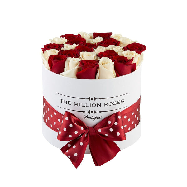 Small - White & Red Roses - White Box - The Million Roses Slovakia