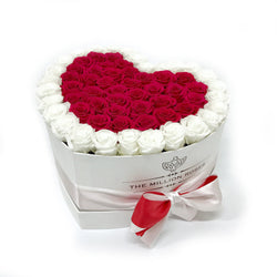 The Million Love Heart - Red/White Eternity Roses - White Box - The Million Roses Slovakia