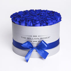 Medium - Blue Roses - Silver Box - The Million Roses Slovakia