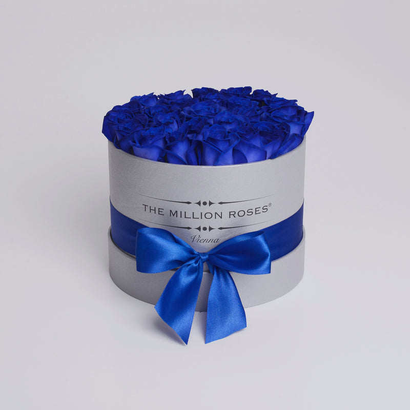 Small - Blue Roses - Silver Box - The Million Roses Slovakia
