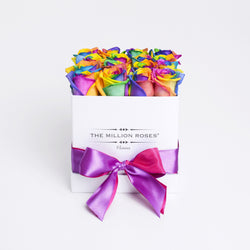 Cube - Rainbow Roses - White Box - The Million Roses Slovakia