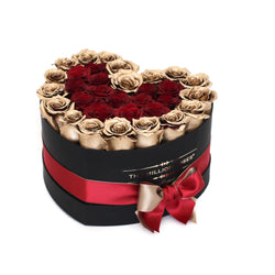 The Million Love Heart - Red & Gold Roses - Black Box - The Million Roses Slovakia