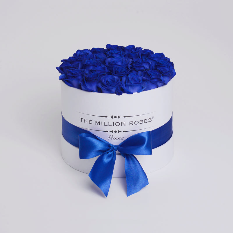 Small - Blue Roses - White Box - The Million Roses Slovakia