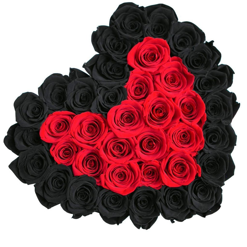 The Million Love Heart - Black & Red Eternity Roses - White Box - The Million Roses Slovakia