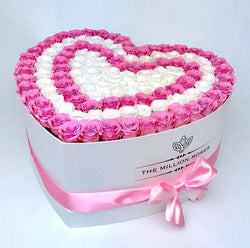 The Million Love Heart -  Pink & White Eternity Roses - White Box - The Million Roses Slovakia