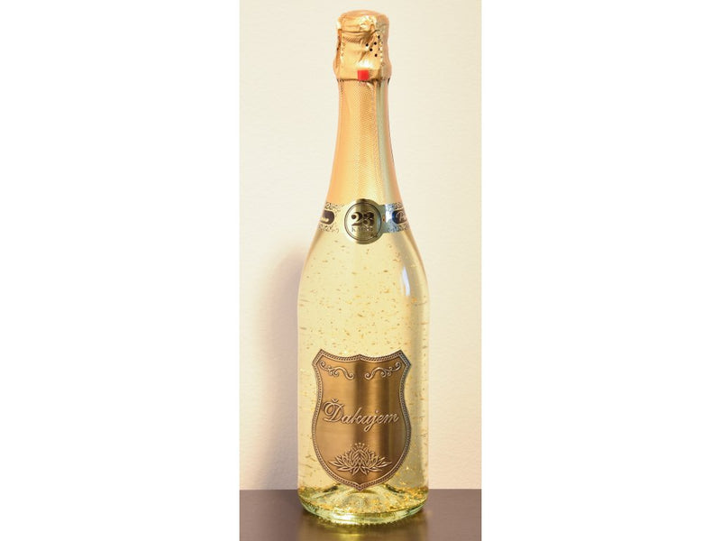 Šumivé víno biele, ĎAKUJEM, suché s 23-karátovými zlatými lupienkami - The Million Roses Slovakia