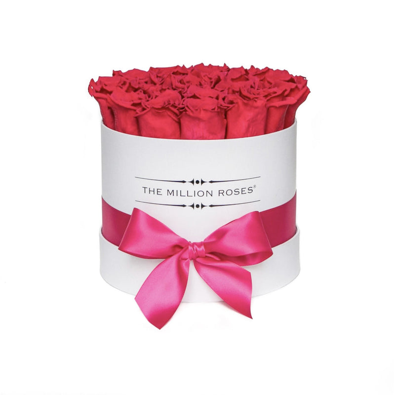 Small - Hot Pink Eternity Roses - White Box - The Million Roses Slovakia