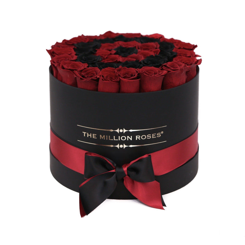 Medium - Red Eternity Roses & Black Circles - Black Box - The Million Roses Slovakia