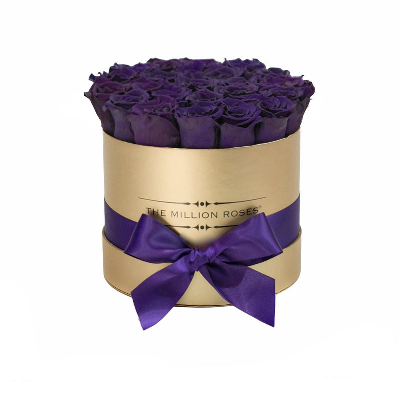 Small - Dark Purple Eternity Roses - Gold Box - The Million Roses Slovakia