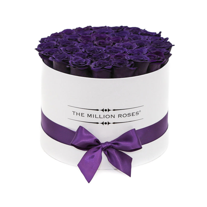 Medium - Deep Purple Eternity Roses - White Box - The Million Roses Slovakia