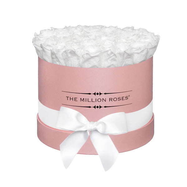 Medium - White Eternity Roses - Pink Box - The Million Roses Slovakia