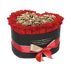 The Million Love Heart - Red/Gold Roses - Black Box - The Million Roses Slovakia