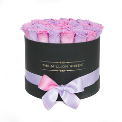 Medium - Candy Pink & Lavender Eternity Roses - Black Box - The Million Roses Slovakia