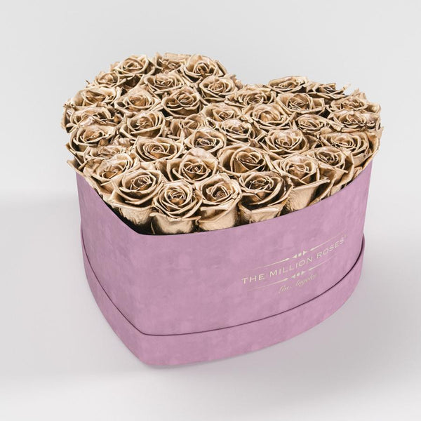 NOVÝ Bledoruzový semišový srdiečkový box s trvácnymi ružami ( heart eternity) - The Million Roses Slovakia