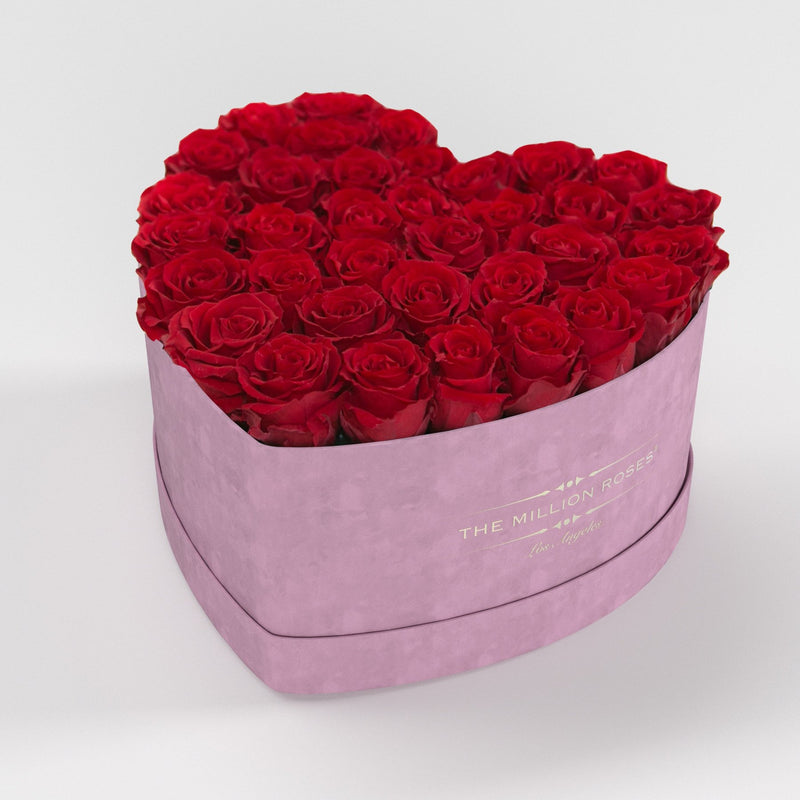 NOVÝ Bledoruzový semišový srdiečkový box s trvácnymi ružami ( heart eternity) - The Million Roses Slovakia