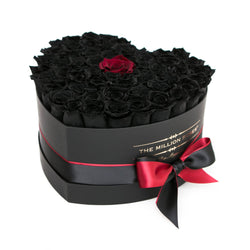 The Million Love Heart - Black +1 Red Roses - Black Box - The Million Roses Slovakia