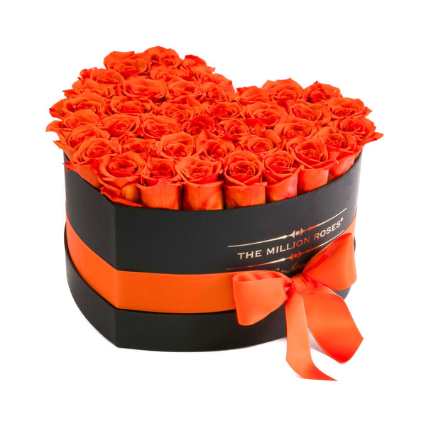 The Million Love Heart - Hermès Orange Eternity Roses - Black Box - The Million Roses Slovakia