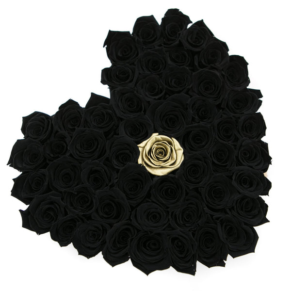 The Million Love Heart - Black / Gold Eternity Roses - Black Box - The Million Roses Slovakia