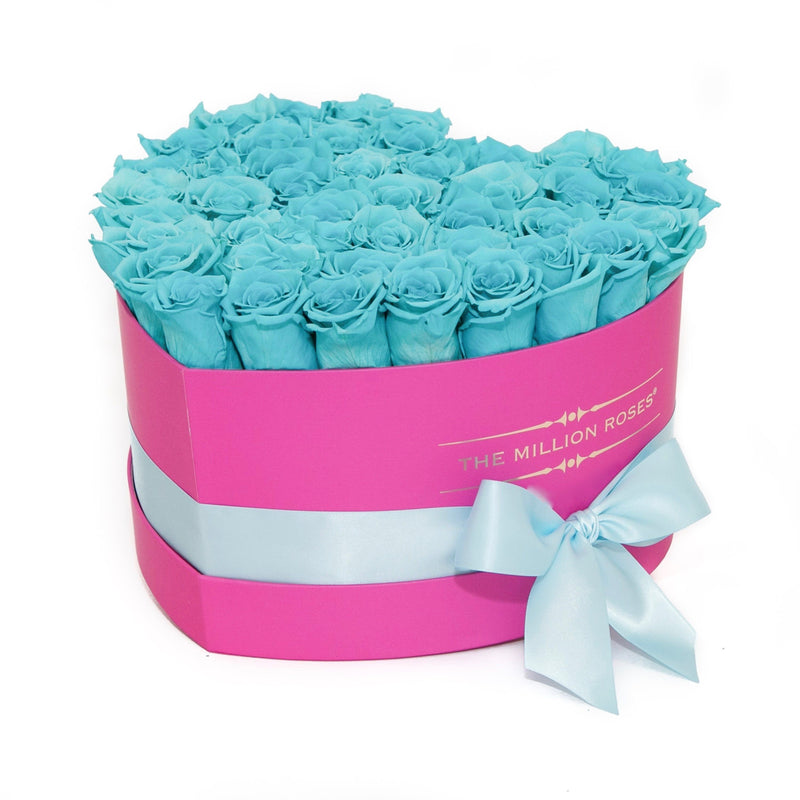The Million Love Heart - Tiffany Blue Eternity Roses - Hot Pink Box - The Million Roses Slovakia