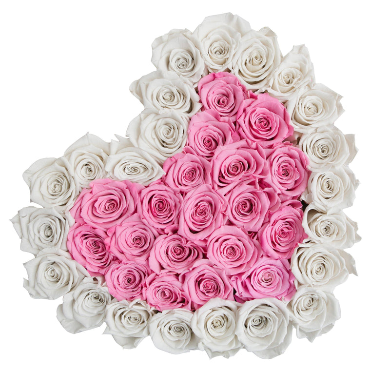 The Million Love Heart - Candy Pink & White Eternity Roses - Vanilla Box - The Million Roses Slovakia