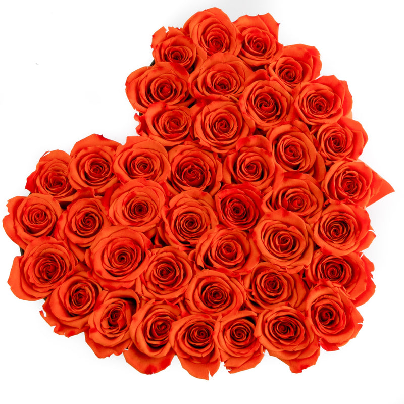 The Million Love Heart - Hermès Orange Eternity Roses - Black Box - The Million Roses Slovakia