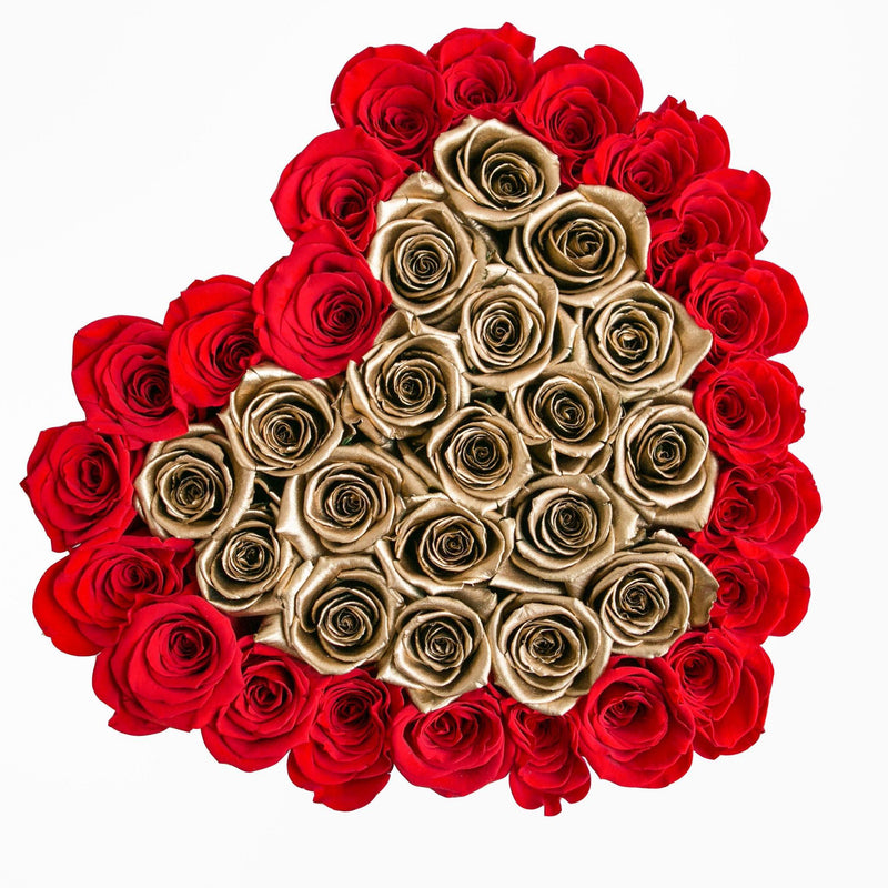 The Million Love Heart - Red/Gold Eternity Roses - Black Box - The Million Roses Slovakia