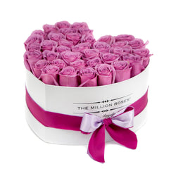 The Million Love Heart - Pink Roses - White Box - The Million Roses Slovakia