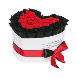 The Million Love Heart - Black & Red Eternity Roses - White Box - The Million Roses Slovakia