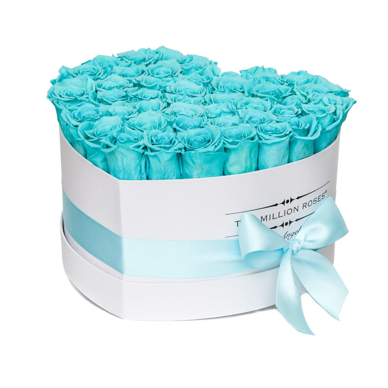 The Million Love Heart - Tiffany Blue Eternity Roses - White Box - The Million Roses Slovakia