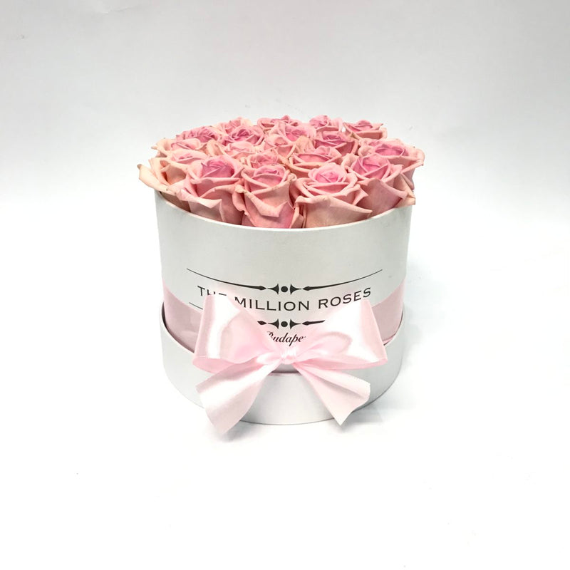 Small - Pink Roses - White Box - The Million Roses Slovakia