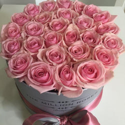 Small - Pink Roses - Silver Box - The Million Roses Slovakia