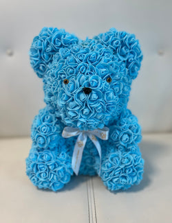 Rose Bear-  Blue, 40cm - The Million Roses Slovakia