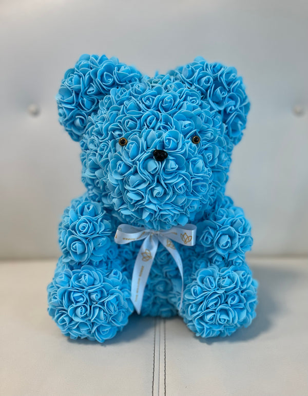 Rose Bear-  Blue, 40cm - The Million Roses Slovakia