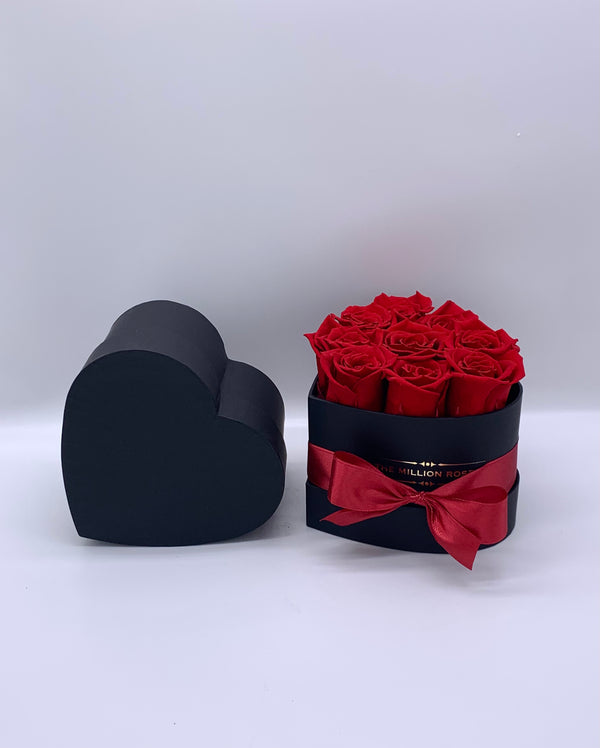 The Little Million Love Heart - Red Eternity Roses - Black Box - The Million Roses Slovakia