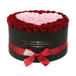 The Million Large Luxury Box - Red Eternity Roses & Pink Heart - The Million Roses Slovakia