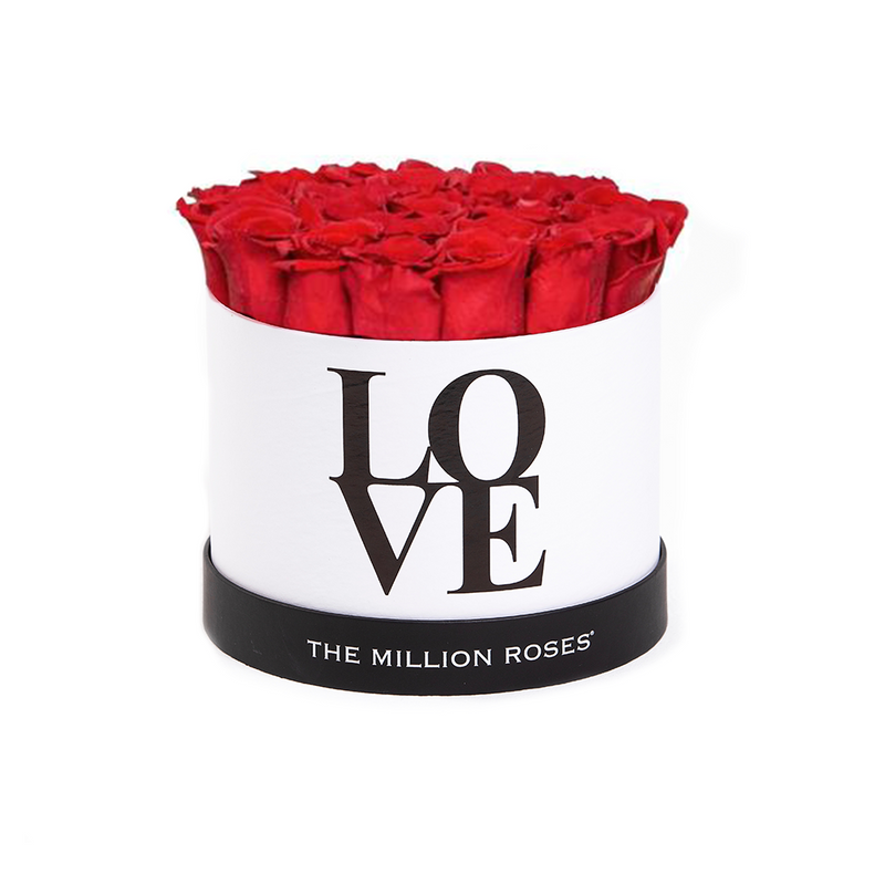 LOVE White Small - Red Eternity Roses - The Million Roses Slovakia