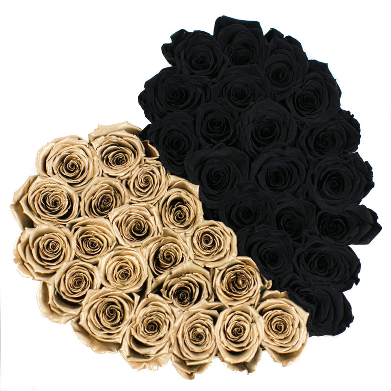 The Million Love Heart - Black & Gold Eternity Roses - Black & Gold Box - The Million Roses Slovakia