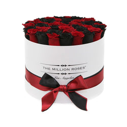 Medium - Black & Red Roses - White Box - The Million Roses Slovakia