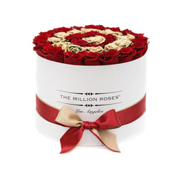 Medium - Red & Gold Roses- White Box - The Million Roses Slovakia