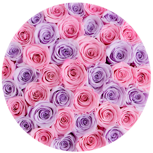 Medium - Candy Pink & Lavender Eternity Roses - Black Box - The Million Roses Slovakia
