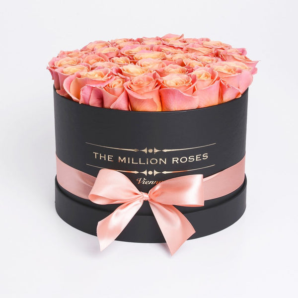 Medium - Peach Roses - Black Box - The Million Roses Slovakia