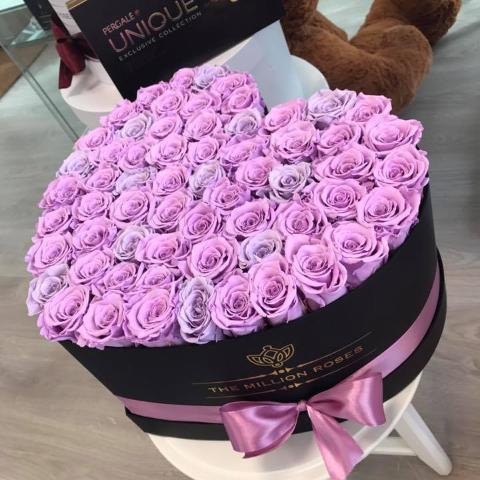 The Million Love Heart -  Purple Roses - Black Box - The Million Roses Slovakia