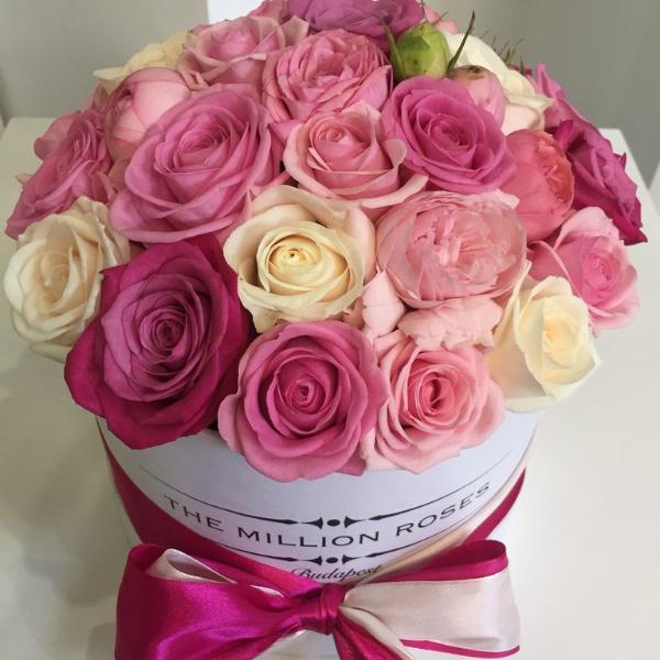 Small - Pink Lady Roses - White Box - The Million Roses Slovakia